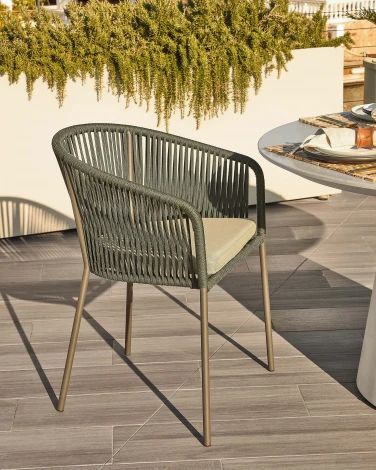 Стул уличный La Forma (ex Julia Grup) Yanet (Зеленый/ Веревка,Пена,Сталь)