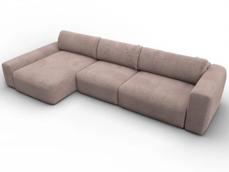 Диван угловой Лига-066 НПБ Лонг угол левый (ЛДСП,Фанера,Брус,Велюр/Бежевый) Лига Диванов 131226L