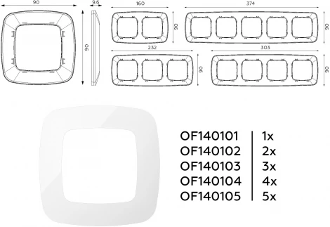 Рамка Ambrella Volt OMEGA Ecta (Белый глянец) 2-ая OF140102