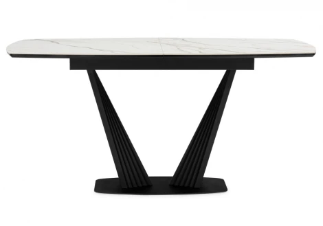 Керамический стол Вейл 160(205)х89 gilt white / черный 626060