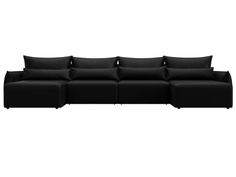 Диван П-образный Лига-051 НПБ Лонг (ЛДСП,Брус,Фанера/Пластик/Экокожа/Черный) Лига Диванов 129896