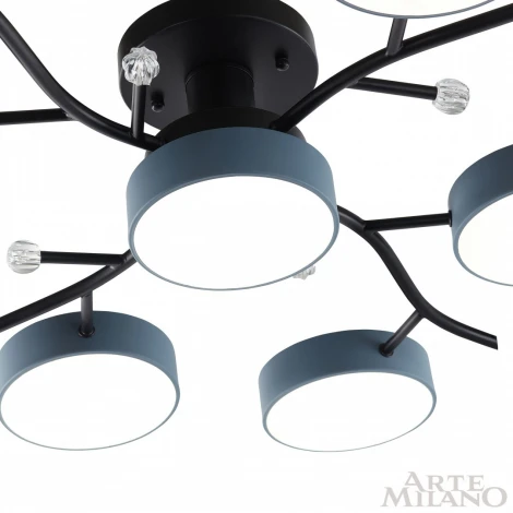 Потолочная люстра на штанге Arte Milano Ferrara 256606/8+1 Bk/Gr (LED, 220V, круглые)
