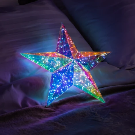 Светильник декоративный «Звезда», на батарейках 3AA (не в/к). 100 светодиодов, цвет корпуса радужный Uniel ULD-R505 3АА STAR