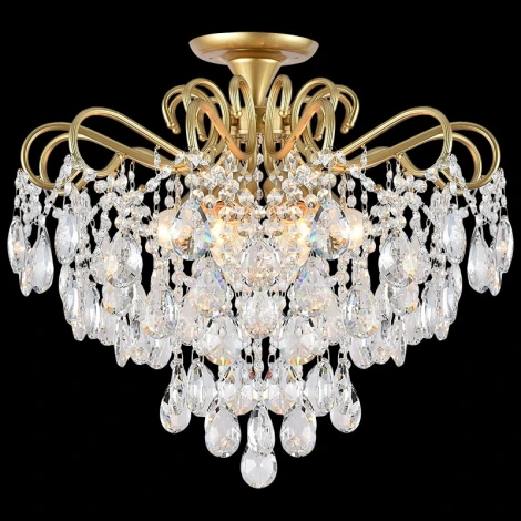 Потолочная люстра хрустальная на штанге Reluce 04066-0.3-06 MATT GOLD+CR (220V)