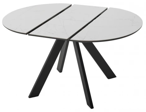 Стол БОНЖУР 100 цвет БЕЛЫЙ МРАМОР, керамика / ЧЕРНЫЙ каркас M-City 64582