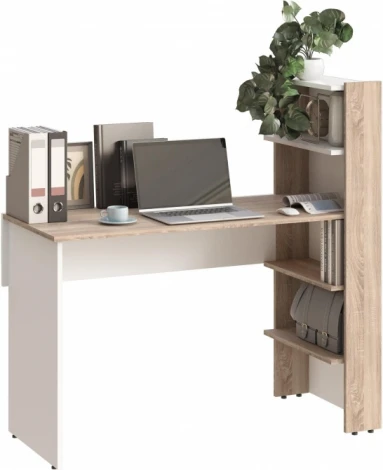 Компьютерный стол Woodville Арлет сонома / белый (ЛДСП) арт.602814