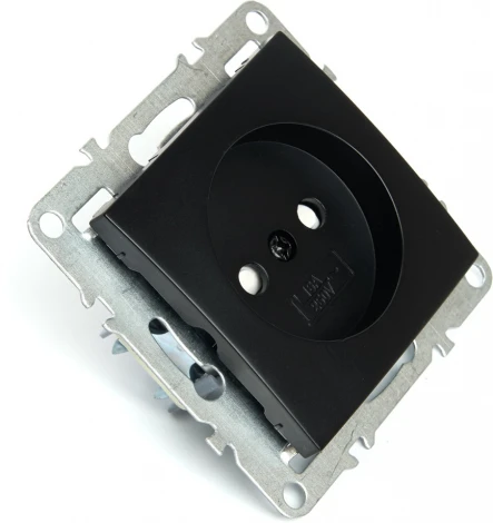 Розетка без заземления со шторками (черный) Stekker Эрна 49153