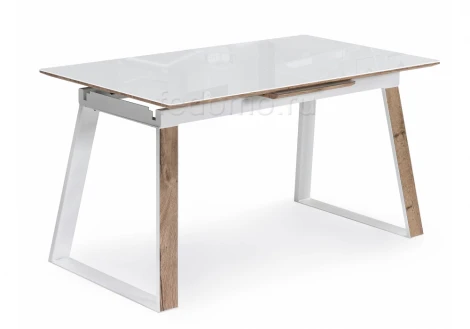 Стеклянный стол Авлида белый / дуб монтана