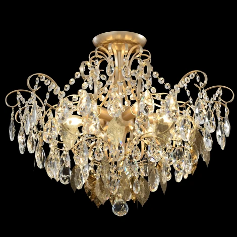 Потолочная люстра на штанге Crystal Lux ESMIRALDA PL6 GOLD (220V, подвески, листья)