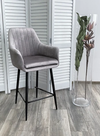 Полубарный стул Роден Blitz 16 Серый, велюр (H=65cm)