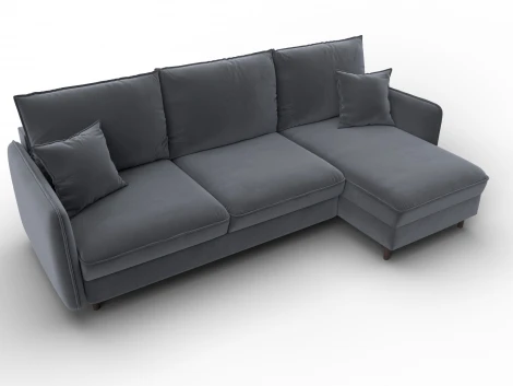 Диван угловой Лига-064 НПБ угол универсальный (ДСП/Дерево/Велюр/Серый) Лига Диванов 134772