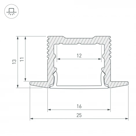 Профиль SL-SLIM-H13M-F25-3000 ANOD (Arlight, Алюминий) 036040