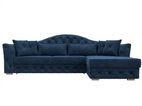 Диван угловой Артис правый угол (Брус,Рейка/Пластик/Велюр/Синий) Лига Диванов 128027