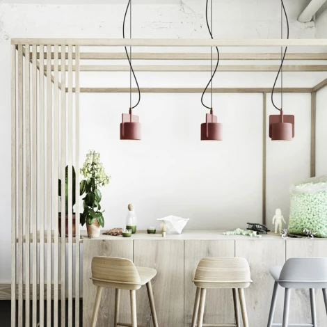 Подвесной бетонный светильник Skovl C Терракот ImperiumLoft Skovl01 (186772-26) (220V, на тросе, круглые)