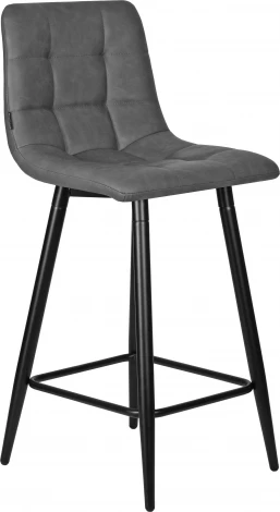 Стул полубарный DOBRIN OLIVIA (черные матовые ножки, серая антрацитовая винтажная экокожа (RU-08))