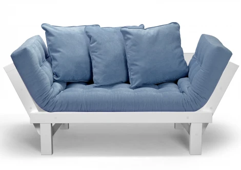 Кушетка Arsko Свен белая эмаль голубой вельвет