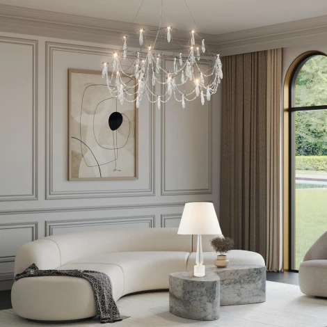 Подвесная люстра светодиодная хрустальная с пультом с регулировкой цветовой температуры Modelux MODELUX ML.5603.800P СН