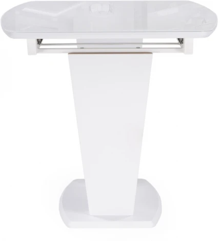 Стол на тумбе Woodville Петир 120(160)х80 ультра белый / белый / камень белый 517335