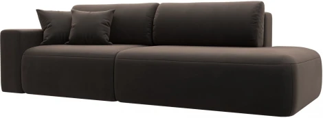 Диван прямой Лига-036 НПБ Модерн подлокотник слева (Коричневый/Велюр) Лига Диванов арт.121343L