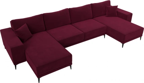 Диван П-образный Льюес (Бордовый/Микровельвет) Лига Диванов арт.122421