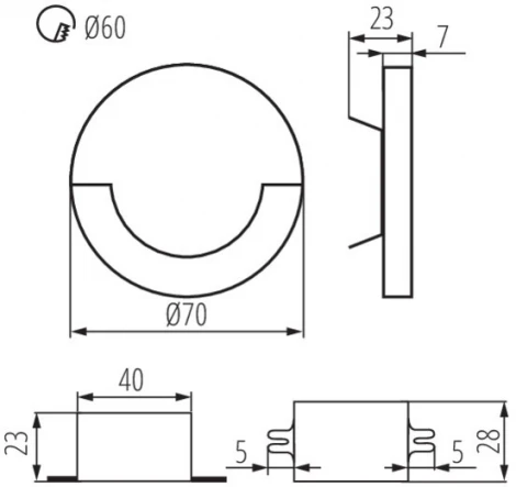 Подсветка ступеней лестницы встраиваемая светодиодная Kanlux SOLA 23804 (220V, круглые)