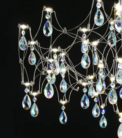 Подвесная люстра светодиодная с пультом и хрустальными подвесками K9 MyFar Ileria MR2650-57P-50СD