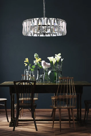 Подвесная люстра Maytoni Puntes MOD043PL-06CH (220V, хрусталь, на цепи, круглые)