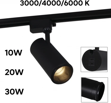 Трековый светильник светодиодный однофазный 220В Reluce 06650-9.3-LED10/20/30W CCT BK