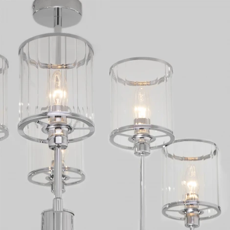 Потолочная люстра Wi-Fi на штанге Eurosvet Inari 60144/6 хром (220V, управление смартфоном, голосовое управление, умный дом - Minimir Home, Алиса, Маруся, Салют)