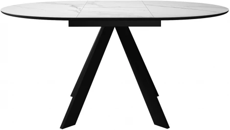 Стол DikLine SKC90 d900 Керамика Белый мрамор/подстолье черное/опоры черные арт.00-00073780