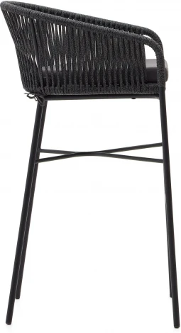 Веревочный барный стул Yanet черного цвета 80 см La Forma (ex Julia Grup) арт.114297