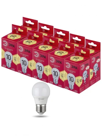 Лампочка светодиодная E27 10W ЭРА LED P45-10W-827-E27 R