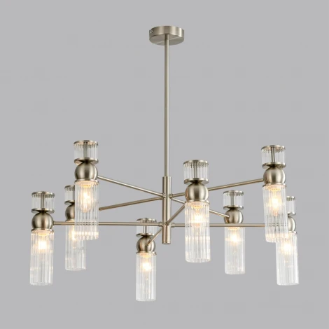 Потолочная люстра на штанге Lumion Denver 8277/8 сатин никель/прозрачный, металл/стекло Е14 8*40W 220V