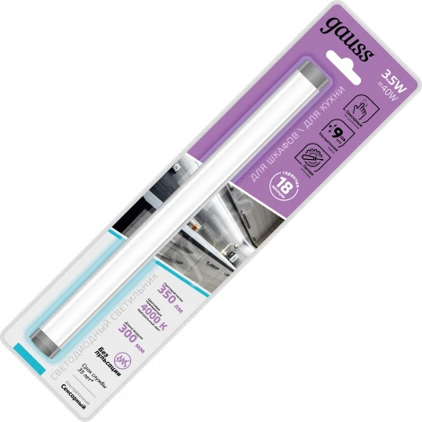 Настенно-потолочный линейный светильник светодиодный с выключателем Gauss Touch 9022531235 (220V)