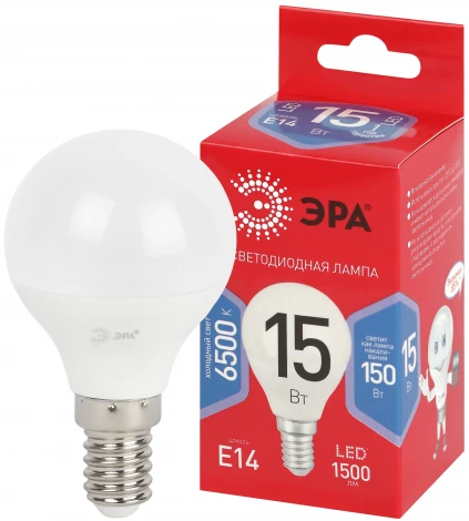 Лампочка светодиодная E14 15Вт ЭРА LED P45-15W-865-E14 R LED P45-15W-865-E14 R