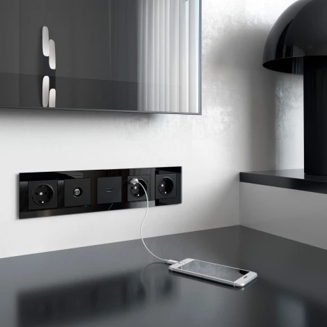 ТВ-розетка проходная (черный матовый) Werkel W1184008 (a051625)