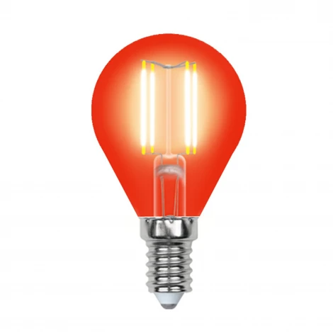 Лампочка светодиодная шар красная E14 5W Uniel LED-G45-5W/RED/E14 GLA02RD