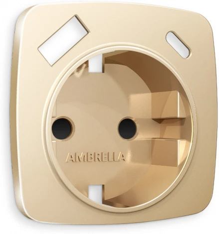 Лицевая панель Ambrella Volt ALFA (Шампань) для электрической розетки с заземлением со шторками 2USB A+C QUANT AP6100