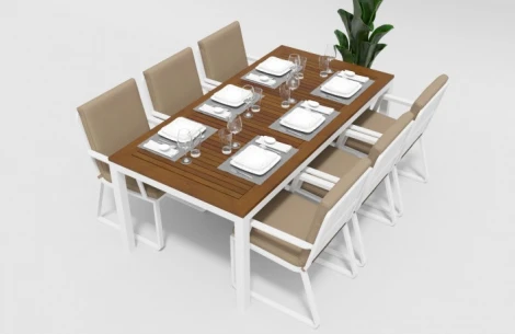 Обеденная группа Gardenini Bella (Алюминий,Ткань/Белый,Бежевый) DBLL.020220.C1