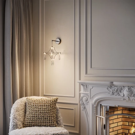 Бра с хрусталем и регулировкой цветовой температуры Bogate's Tense 442/1 хром (LED, 220V, подвески, пульт управления)