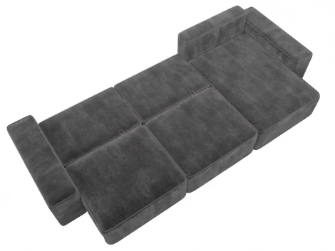 Диван угловой Лига-074 угол универсальный (ДСП/Пластик/Велюр/Серый) Лига Диванов 129869