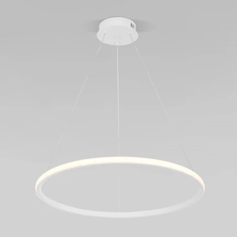 Умный подвесной светильник Eurosvet Collars 90264/1 белый (регулировка яркости, LED, 220V, пульт управления, на тросе, кольцо)