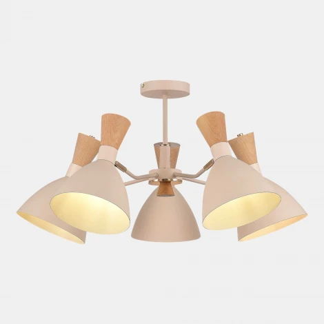 Потолочная люстра на штанге Evoluce SLE1256 Бежевый/Бежевый, Светлое дерево, Золотистый E14 5*40W (220V)
