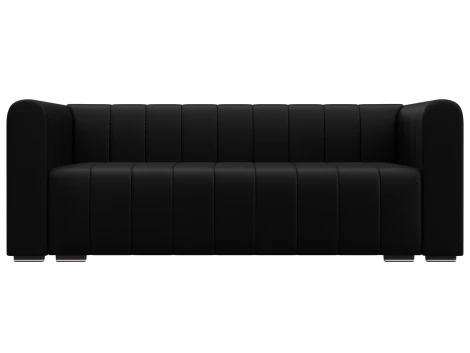 Диван прямой Лига-073 (ДСП,Фанера/Пластик/Экокожа/Черный) Лига Диванов 129992
