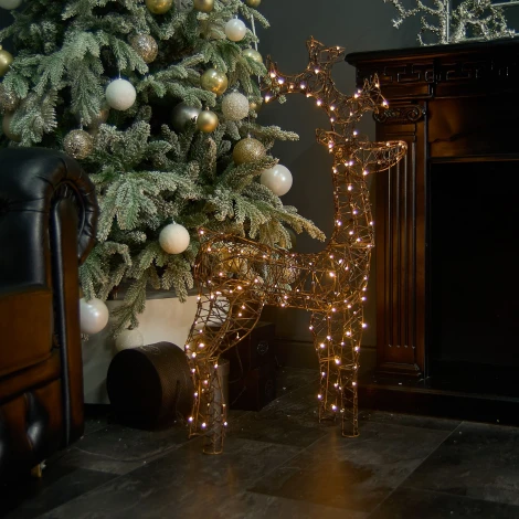 Фигура светодиодная каркасная «Олень-3», 60х98см, 160 светодиодов. теплый белый свет, провод коричневый Uniel ULD-M6098-160/SBA WARM WHITE IP44 DEER-3