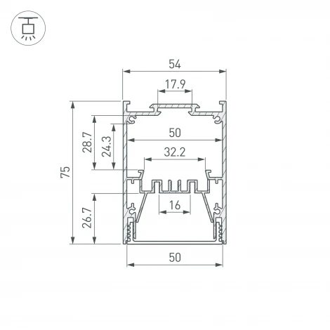 Профиль IP-LINE-5475-2000 BLACK (Arlight, Алюминий) 053899