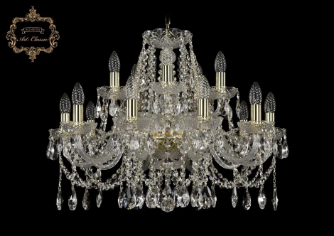 Подвесная люстра Art Classic 11.12 11.12.10+5.240.Gd.Sp (220V, хрусталь, на цепи, подсвечник, свеча)