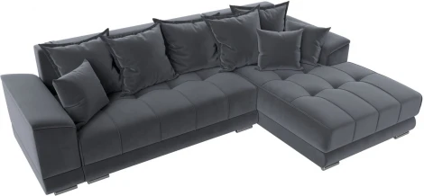 Диван угловой НордСтар правый угол (Серый/Велюр) Лига Диванов арт.121110