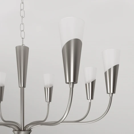 Подвесная люстра Wi-Fi Eurosvet Rhyton 60167/8 никель (220V, управление смартфоном, голосовое управление, умный дом - Minimir Home, Алиса, Маруся, Салют, на цепи)