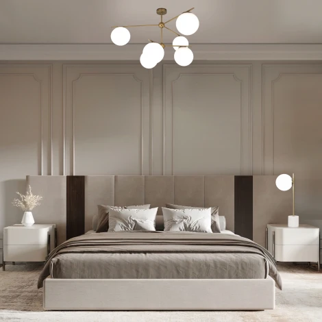 Потолочная люстра Wi-Fi на штанге Eurosvet Marbella 60147/6 латунь (220V, управление смартфоном, голосовое управление, умный дом - Minimir Home, Алиса, Маруся, Салют, шар)